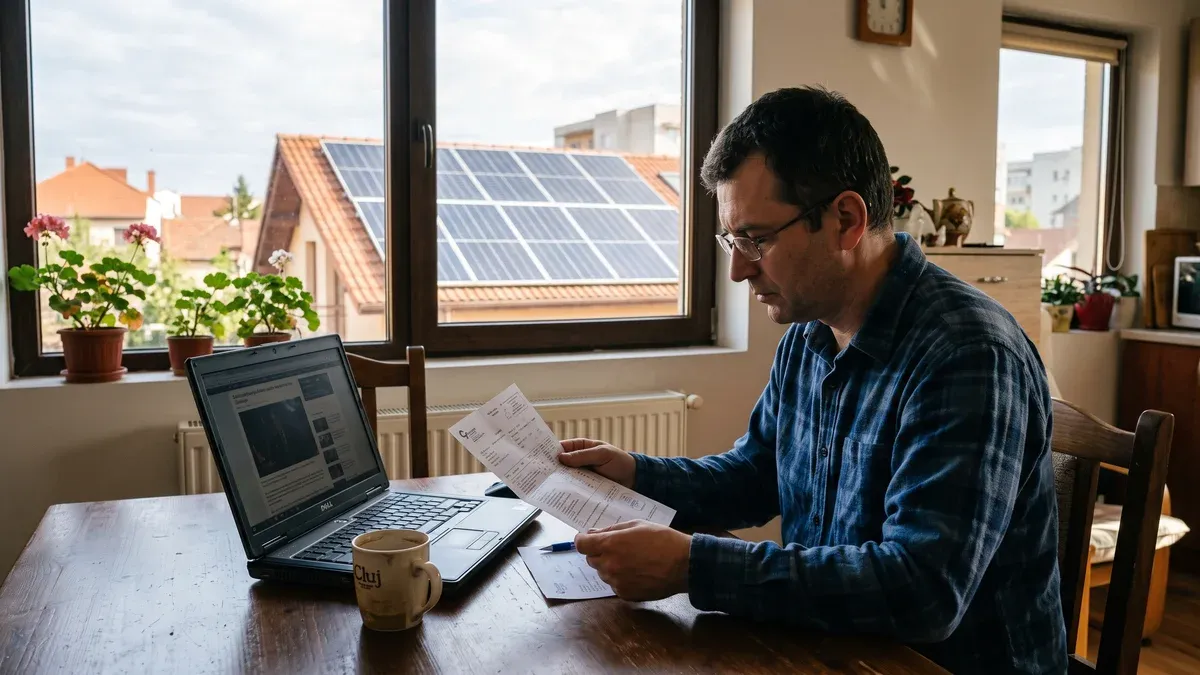 Factură de energie electrică cu rânduri pentru energie injectată și energie consumată din rețea